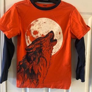 Boys layered look and glow in the dark shirt.